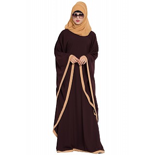 Kaftan abaya in dual color- Brown-Sand